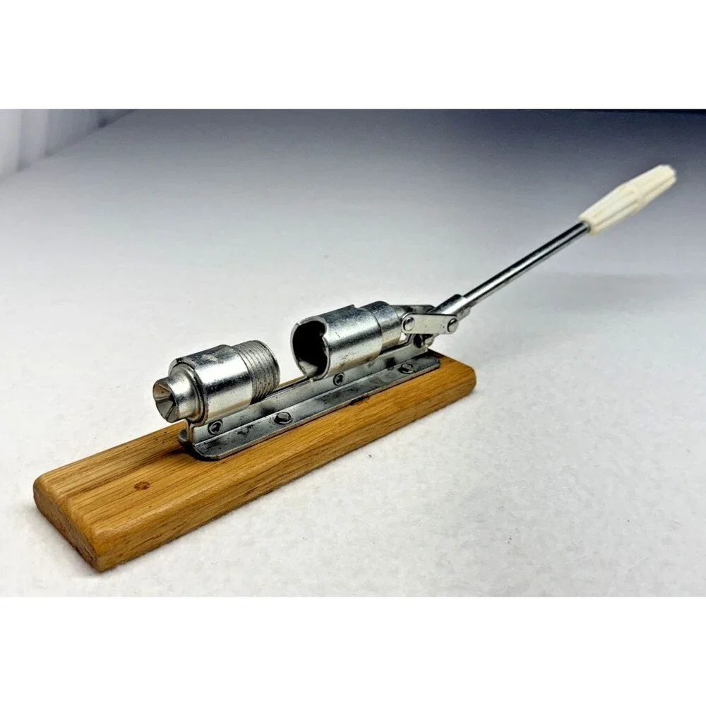 Lever Action Nutcracker Wood Base Metal Shell Cracker Mid Century Vintage